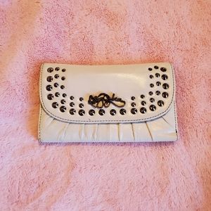 Betsy Johnson White Studded 3 Fold Full Size Wallet